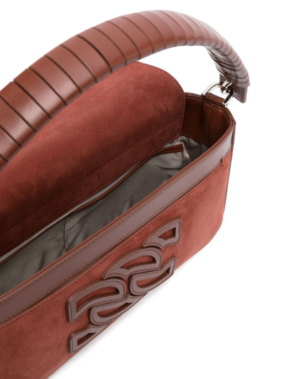 Shop Casadei C-chain Leather Shoulder Bag In Brown
