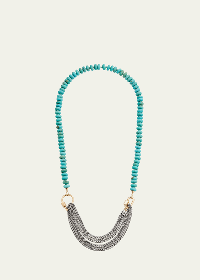 Shop Marla Aaron Turquoise Rondelle Chain And Lock Necklace In Multi