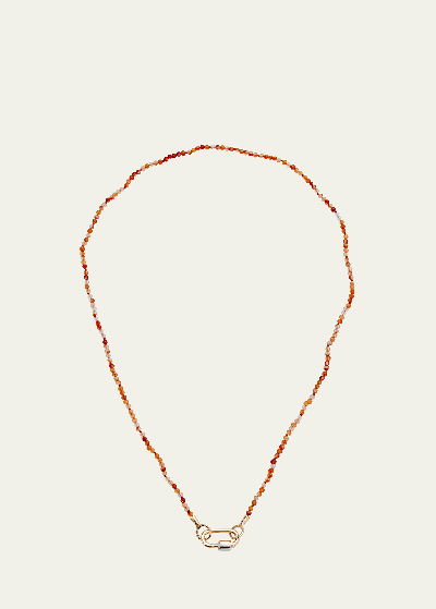 Shop Marla Aaron Lock And Orange Agate Itty Bitty Strand Necklace In Multi