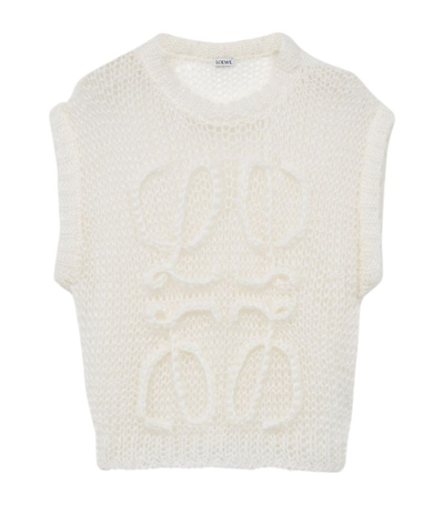 Shop Loewe Anagram Short-sleeved Sweater In White