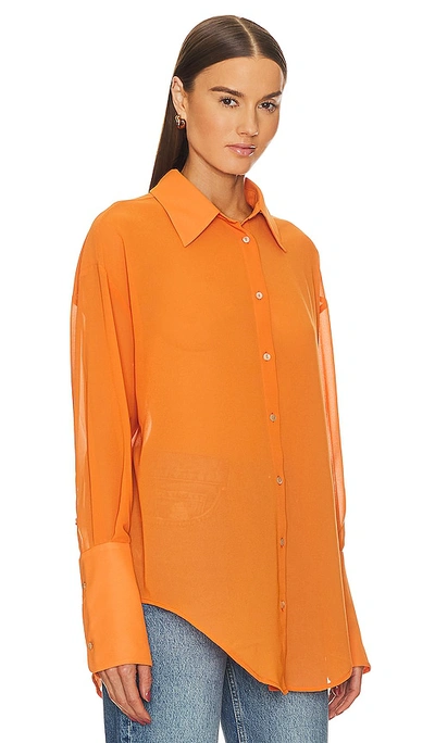 Shop Helsa Sheer Button Slim Shirt In Orange