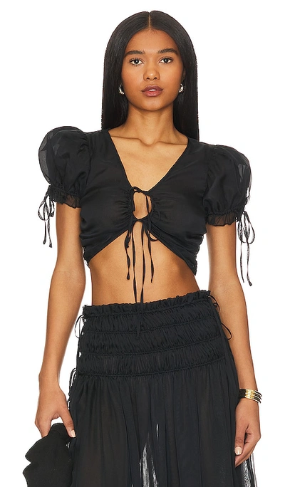 Lpa Ophelia Tie Front Top In Black