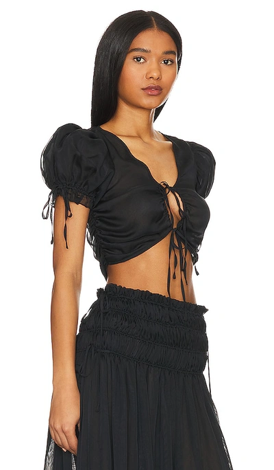 Lpa Ophelia Tie Front Top In Black