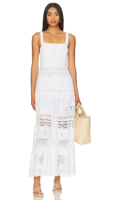 Shop Alice And Olivia Alora Embroidered Midi Dress In White