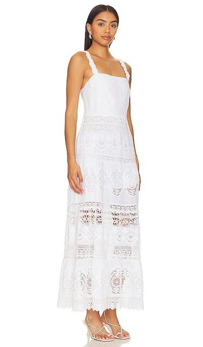 Shop Alice And Olivia Alora Embroidered Midi Dress In White