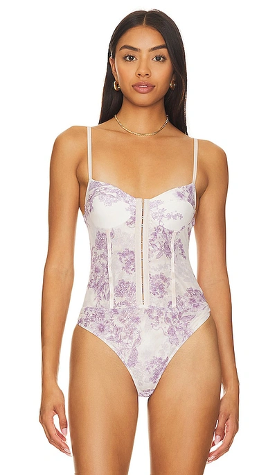Free People X Intimately Fp Night Rhythm Bodysuit In Ivory Combo