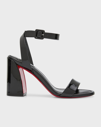 Shop Christian Louboutin Miss Sabina Red Sole Ankle-strap Sandals In Black