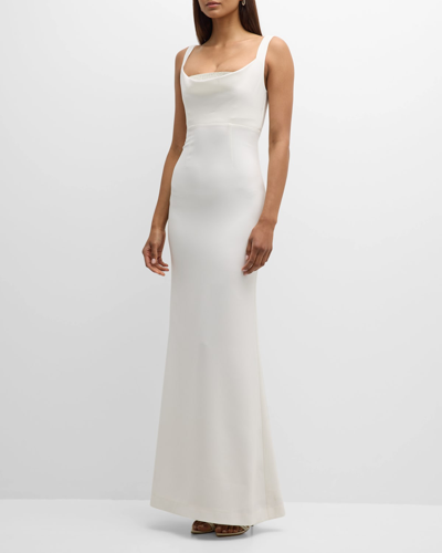 Shop Roland Mouret Diamante Cady Gown With Crystal Inset Detail In White