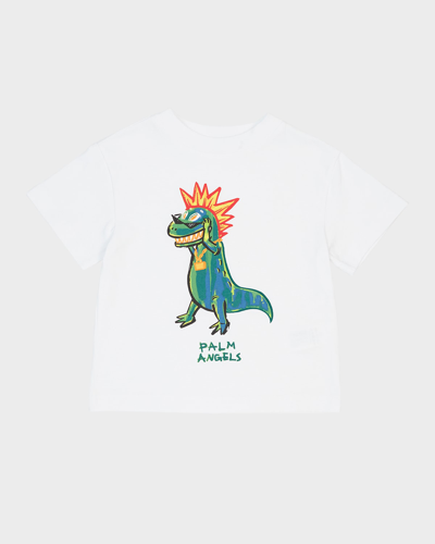 Shop Palm Angels Boy's Dino Graphic T-shirt In White Green