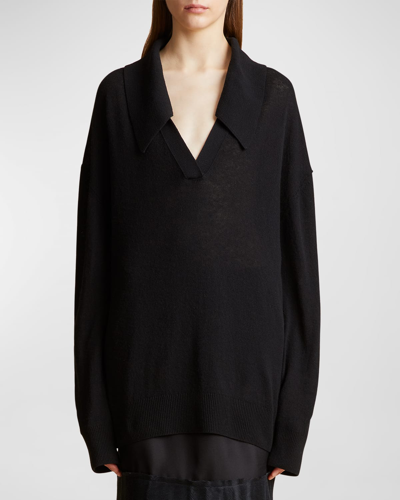 Shop Khaite Elsia Oversized Cashmere Sweater In Black