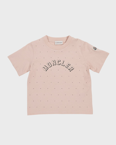 Shop Moncler Girl's Sparkle Logo-print T-shirt In 219-514 Pink