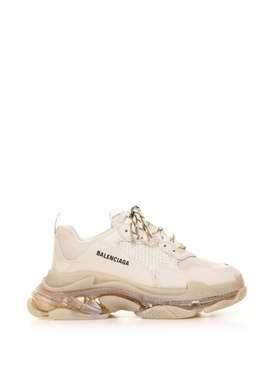 Shop Balenciaga Sneakers Triple S Clear Sole In Off White