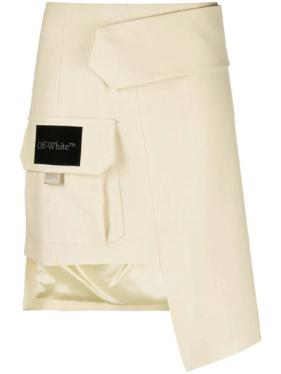 Shop Off-white Beige Virgin Wool Miniskirt In Sand