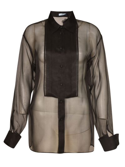 Shop Prada See-through Shirt In Black