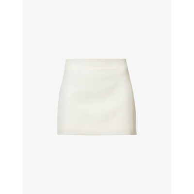 Shop Wardrobe.nyc Women's Off White Column Mid-rise Wool Mini Skirt