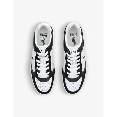 Shop Polo Ralph Lauren Men's White/blk Court Lux Leather Low-top Trainers