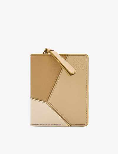 Shop Loewe Women's Angora/beige/gold Puzzle Leather Bifold Zip Wallet