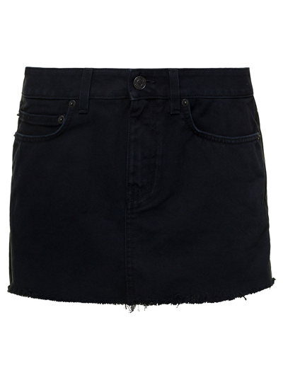 Shop Balenciaga Black Miniskirt With Raw-cut Hem In Cotton Woman