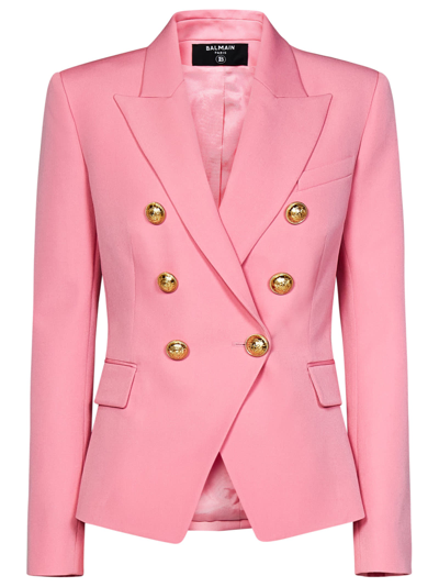 Shop Balmain Blazer In Pink