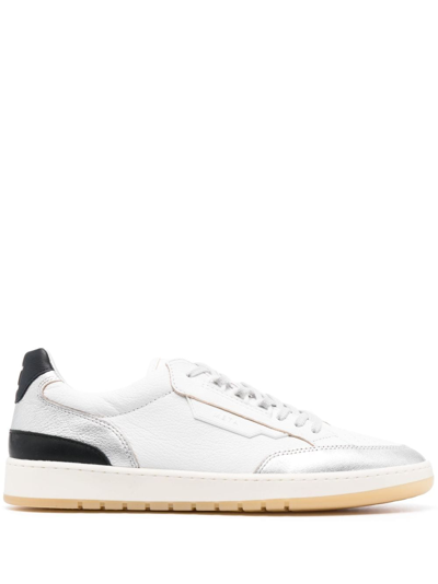 Shop Date Perforated Toe-box Leather Sneakers In White