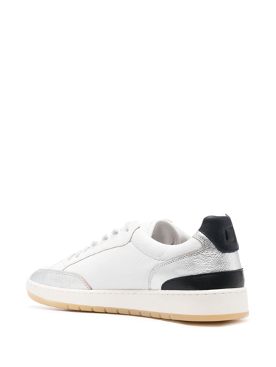 Shop Date Perforated Toe-box Leather Sneakers In White