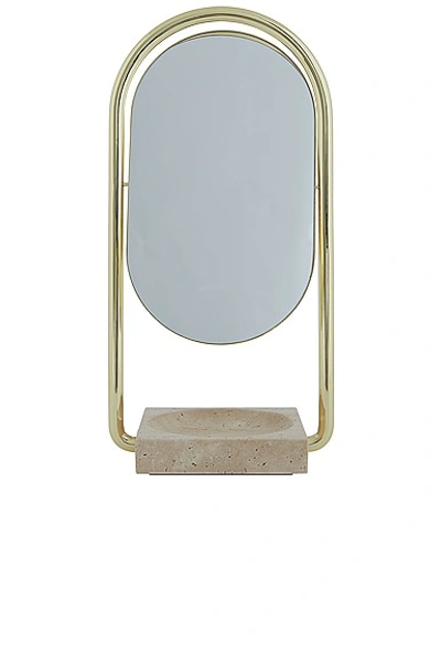 Shop Aytm Angui Table Mirror In Travertine & Gold