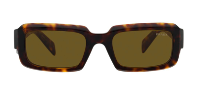 Shop Prada Pr 27zs 19j09z Rectangle Sunglasses In Brown
