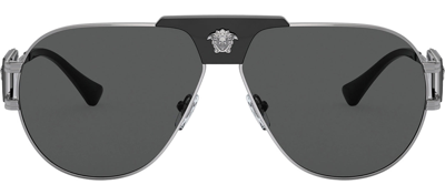 Shop Versace 0ve2252 100187 Aviator Sunglasses In Grey
