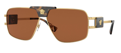 Shop Versace Ve2251 147073 Navigator Sunglasses In Brown