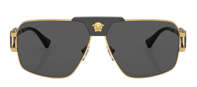 Shop Versace 0ve2251 100287 Navigator Sunglasses In Grey