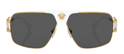 Shop Versace Ve2251 147187 Square Sunglasses In Grey