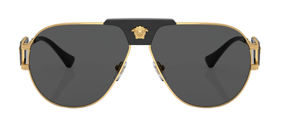Shop Versace 0ve2252 100287 Aviator Sunglasses In Grey