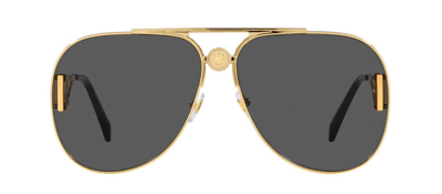 Shop Versace 0ve2255 100287 Aviator Sunglasses In Grey