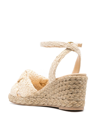 Shop Stuart Weitzman Padded Wedge Espadrilles In Neutrals