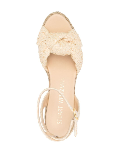 Shop Stuart Weitzman Padded Wedge Espadrilles In Neutrals