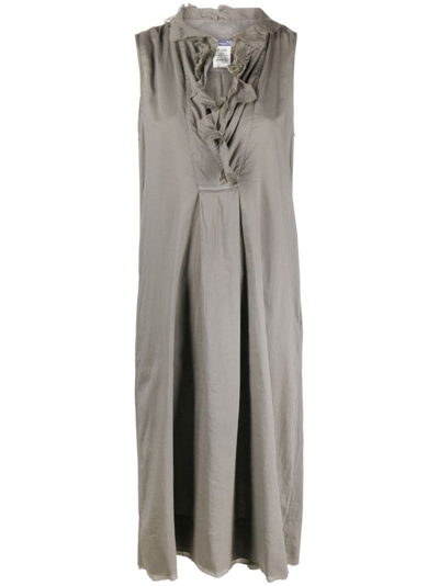 Shop Kristensen Du Nord Cotton Midi Dress In Grey