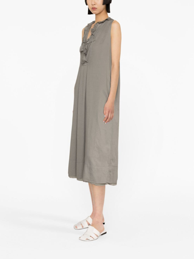 Shop Kristensen Du Nord Cotton Midi Dress In Grey
