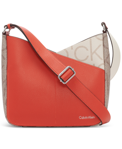 Calvin Klein Zoe Signature Colorblocked Crossbody With Pouch In Spicy  Orange/alm Tpe/ch Wht | ModeSens