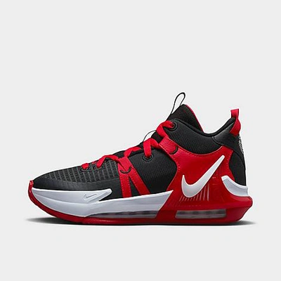 Shop Nike Big Kids' Lebron Witness 7 Basketball Shoes In Black/white/university Red
