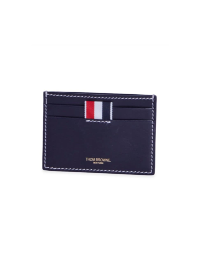 Shop Thom Browne Men's Leather Card Holder In Navy