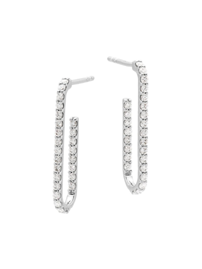 Shop Saks Fifth Avenue Women's 14k White Gold & 0.50 Tcw Diamond Inside-out Hoop Earrings