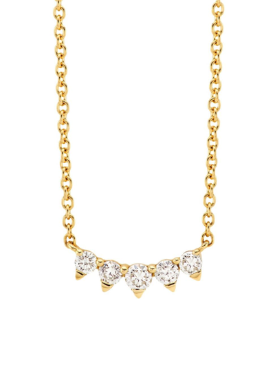 Shop Saks Fifth Avenue Women's 14k Yellow God & 0.21 Tcw Diamond Spike Bar Necklace In Gold