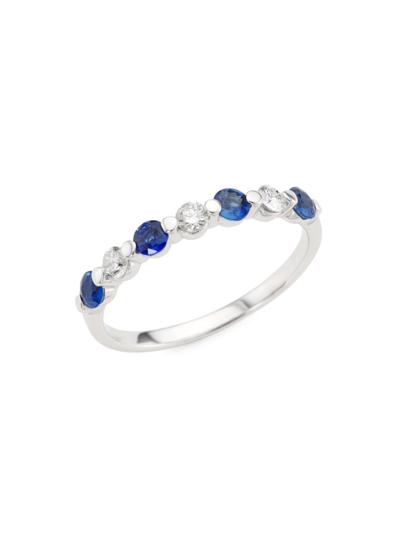 Shop Saks Fifth Avenue Women's 14k White Gold, Sapphire & 0.22 Tcw Diamond Ring