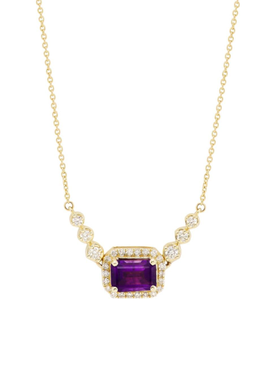 Shop Saks Fifth Avenue Women's 14k Yellow Gold, Amethyst & 0.25 Tcw Diamond Necklace