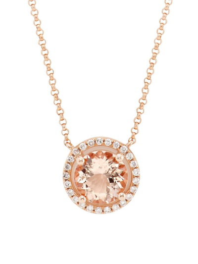 Shop Saks Fifth Avenue Women's 14k Rose Gold, 0.14 Tcw Diamond & Morganite Pendant Necklace In Pink