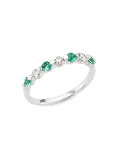 Shop Saks Fifth Avenue Women's 14k White Gold, Emerald & 0.22 Tcw Diamond Ring