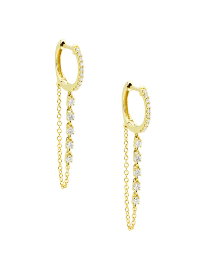 Shop Saks Fifth Avenue Women's 14k Yellow Gold & 0.4 Tcw Diamond Chain Drop Earrings