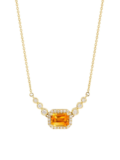 Shop Saks Fifth Avenue Women's 14k Yellow Gold, Citrine & 0.25 Tcw Diamond Pendant Necklace