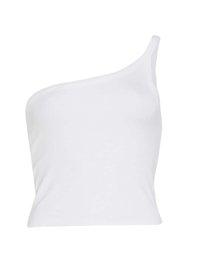 Shop Atm Anthony Thomas Melillo Women's Rib-knit One-shoulder Cami In White