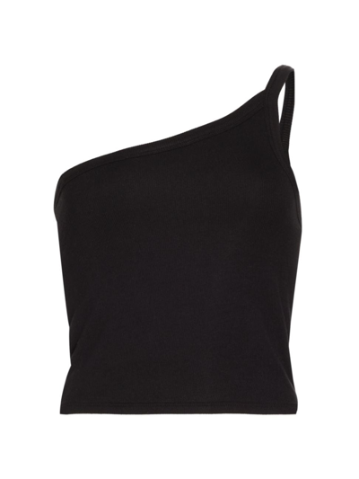 Shop Atm Anthony Thomas Melillo Women's Rib-knit One-shoulder Cami In Black